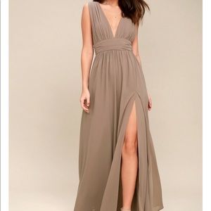 Lulus Heavenly Hues Taupe Maxi Dress - Medium